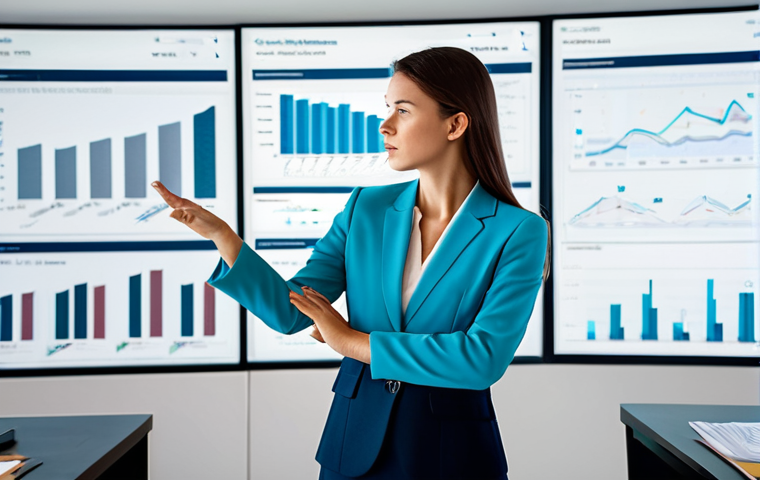 **Prompt for "Clarity from Chaos":**
    A professional businesswoman, fully clothed in a modest business suit, standing confidently in a modern, streamlined office space. On one side of the image, the background is subtly blurred and chaotic, filled with abstract representations of messy financial documents, complex graphs, and overwhelming data streams, suggesting information overload. On the other side, the space is clear and organized, featuring clean lines and precise, elegant digital interfaces displaying simplified financial insights and clear data visualizations. The woman gestures towards the organized side with a sense of relief and understanding. Perfect anatomy, correct proportions, natural pose, well-formed hands, proper finger count, natural body proportions, professional photography, high quality, safe for work, appropriate content, fully clothed, professional dress.